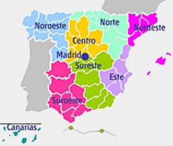 Mapa de los campus de la UNED